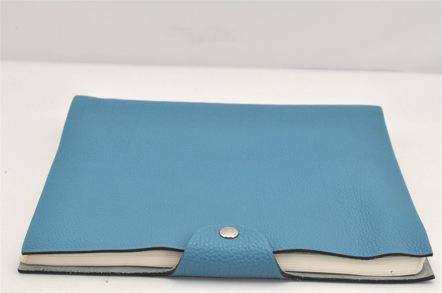 Authentic HERMES Yuris GM Agenda Note Book Cover Leather Light Blue 2595K