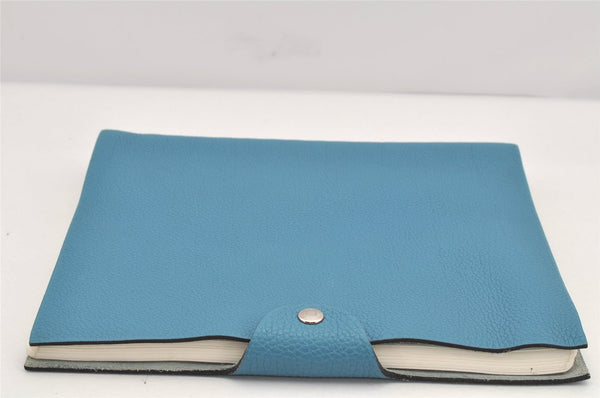 Authentic HERMES Yuris GM Agenda Note Book Cover Leather Light Blue 2595K