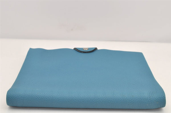 Authentic HERMES Yuris GM Agenda Note Book Cover Leather Light Blue 2595K