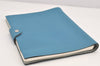 Authentic HERMES Yuris GM Agenda Note Book Cover Leather Light Blue 2595K