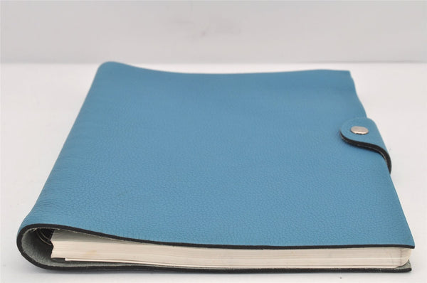 Authentic HERMES Yuris GM Agenda Note Book Cover Leather Light Blue 2595K