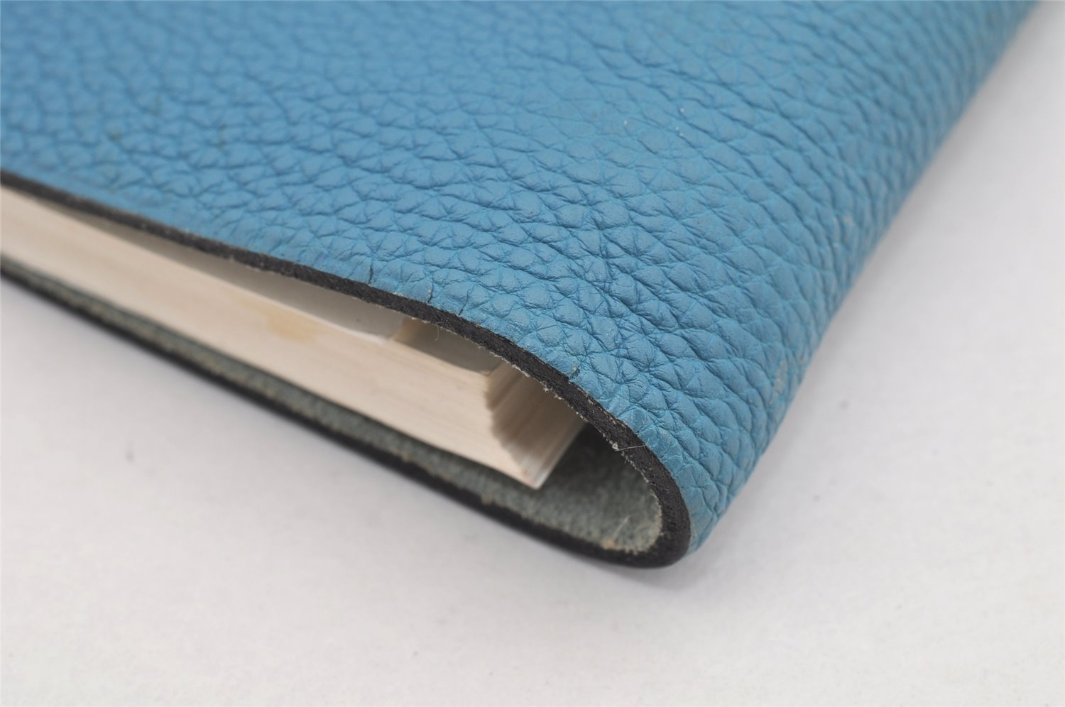 Authentic HERMES Yuris GM Agenda Note Book Cover Leather Light Blue 2595K