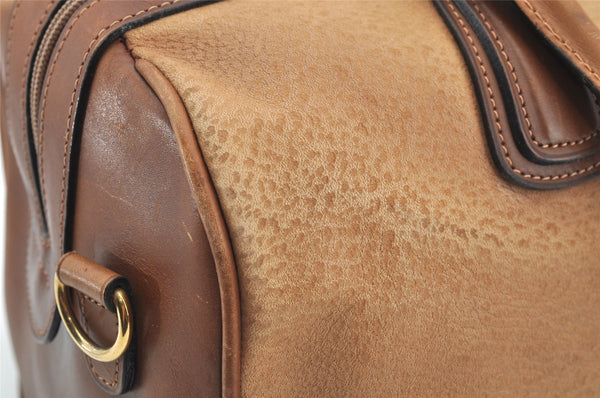 Authentic GUCCI Vintage 2Way Shoulder Hand Boston Bag Leather Brown 2599I
