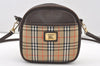 Authentic Burberrys Nova Check Shoulder Cross Bag Canvas Leather Beige 2599J