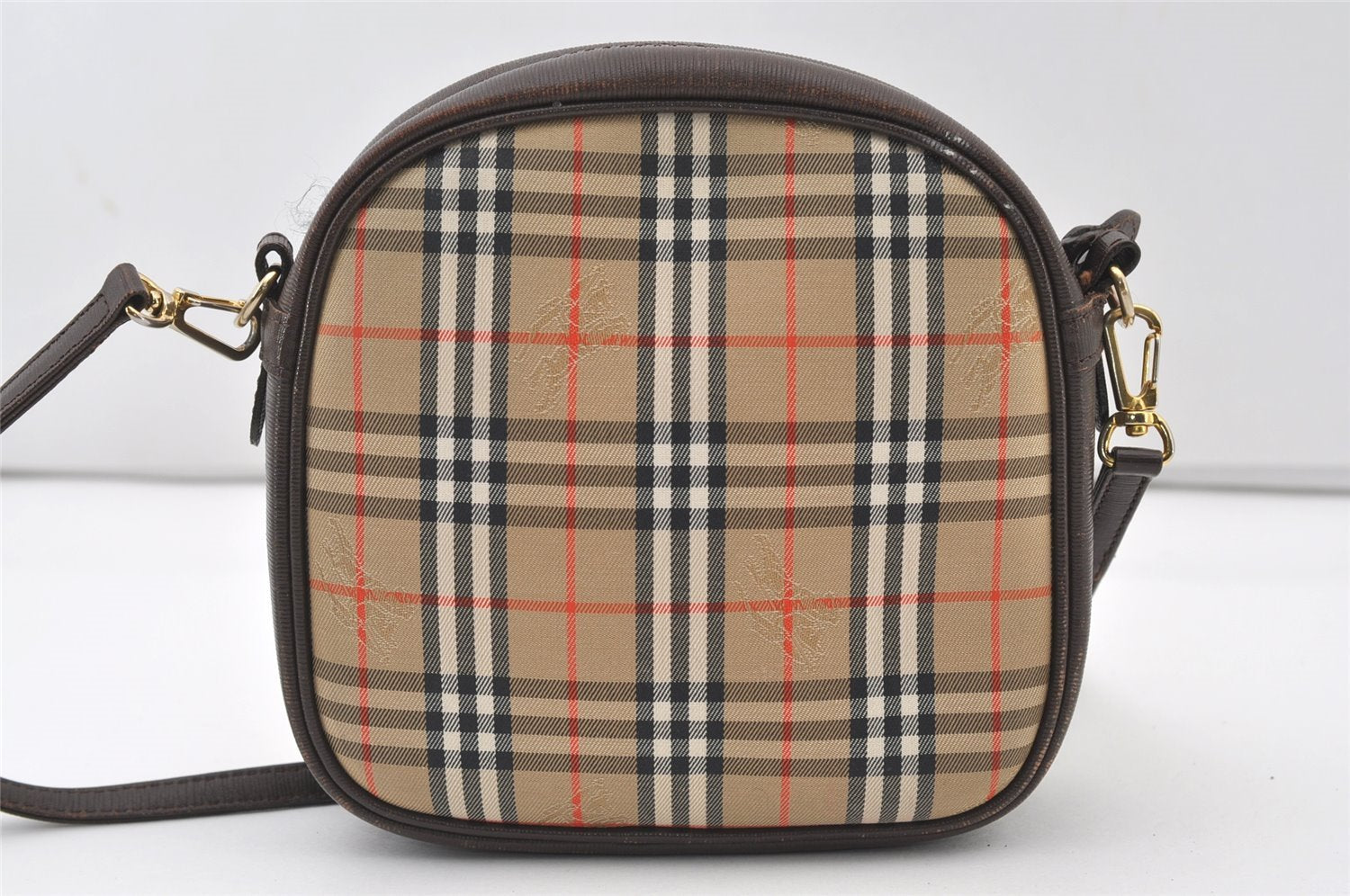 Authentic Burberrys Nova Check Shoulder Cross Bag Canvas Leather Beige 2599J