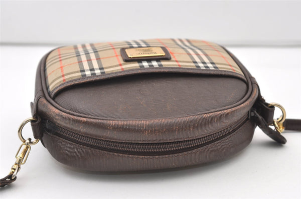 Authentic Burberrys Nova Check Shoulder Cross Bag Canvas Leather Beige 2599J