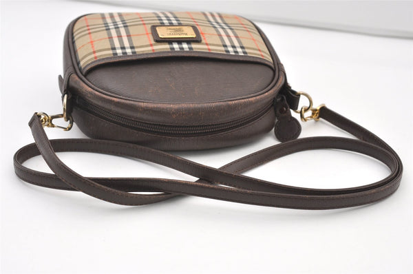Authentic Burberrys Nova Check Shoulder Cross Bag Canvas Leather Beige 2599J