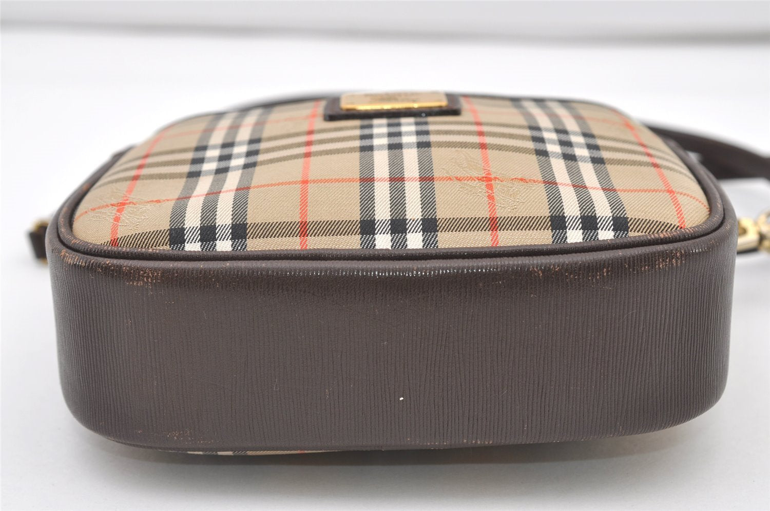 Authentic Burberrys Nova Check Shoulder Cross Bag Canvas Leather Beige 2599J