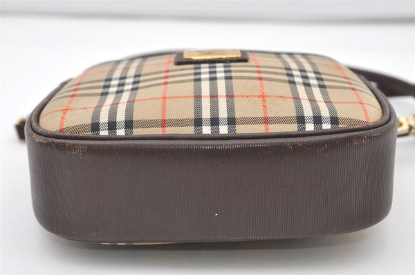 Authentic Burberrys Nova Check Shoulder Cross Bag Canvas Leather Beige 2599J