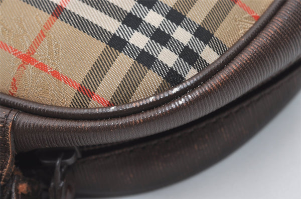 Authentic Burberrys Nova Check Shoulder Cross Bag Canvas Leather Beige 2599J
