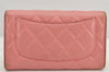 Authentic CHANEL Calf Skin Matelasse Long Wallet Purse CC Logo Pink Box 2599K