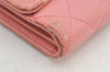 Authentic CHANEL Calf Skin Matelasse Long Wallet Purse CC Logo Pink Box 2599K