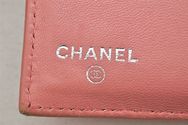 Authentic CHANEL Calf Skin Matelasse Long Wallet Purse CC Logo Pink Box 2599K