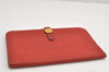 Authentic HERMES Dogon GM Leather Long Wallet Purse Red 2600K