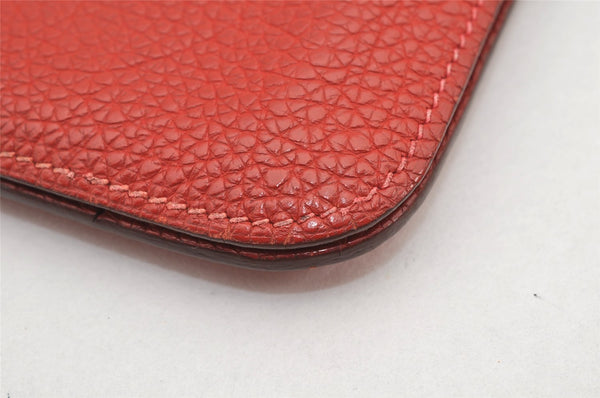 Authentic HERMES Dogon GM Leather Long Wallet Purse Red 2600K