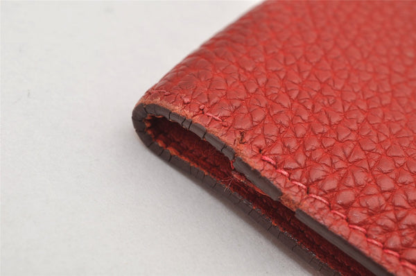 Authentic HERMES Dogon GM Leather Long Wallet Purse Red 2600K