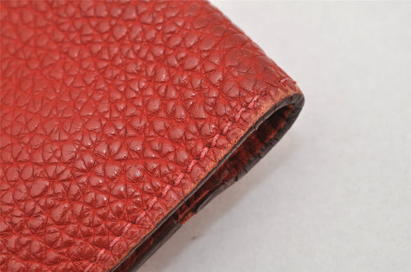 Authentic HERMES Dogon GM Leather Long Wallet Purse Red 2600K