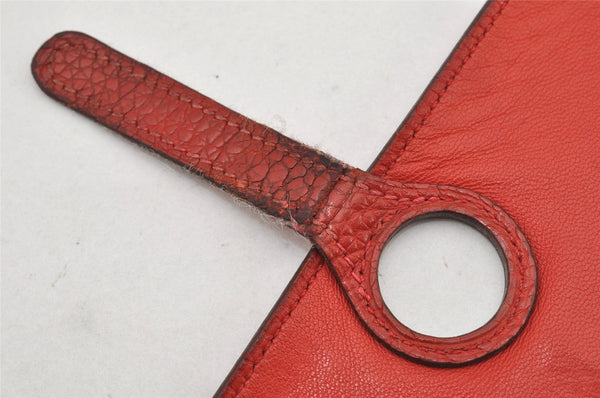 Authentic HERMES Dogon GM Leather Long Wallet Purse Red 2600K