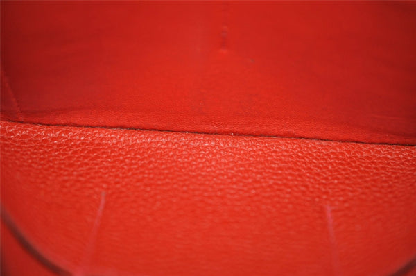 Authentic HERMES Dogon GM Leather Long Wallet Purse Red 2600K