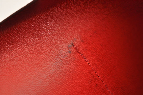 Authentic HERMES Dogon GM Leather Long Wallet Purse Red 2600K