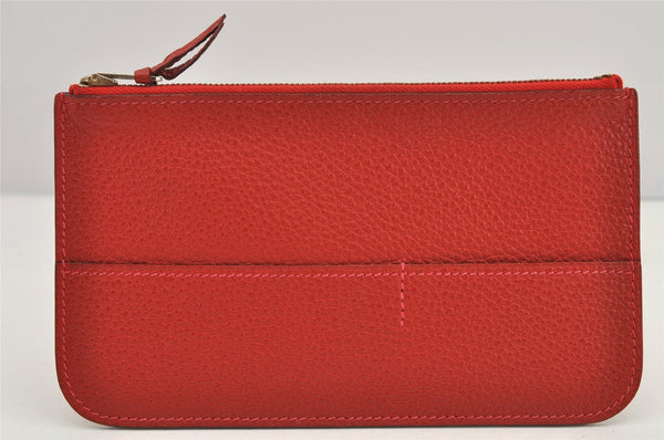 Authentic HERMES Dogon GM Leather Long Wallet Purse Red 2600K