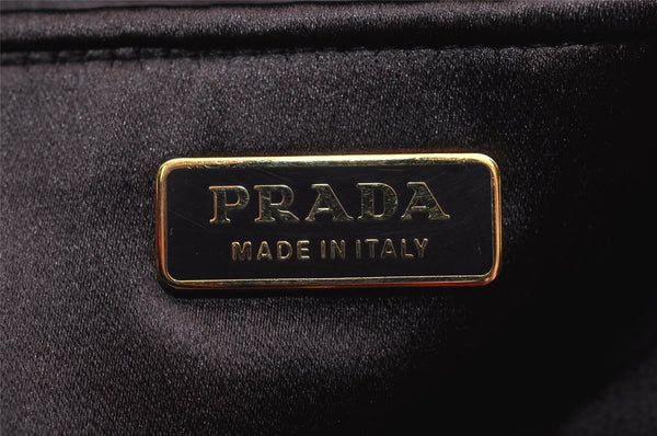Authentic PRADA Studs Velour Leather Drawstring Hand Bag Purse Red Black 2601J