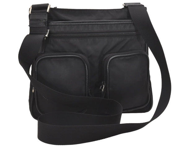 Authentic PRADA Nylon Tessuto Leather Shoulder Cross Body Bag Purse Black 2602J