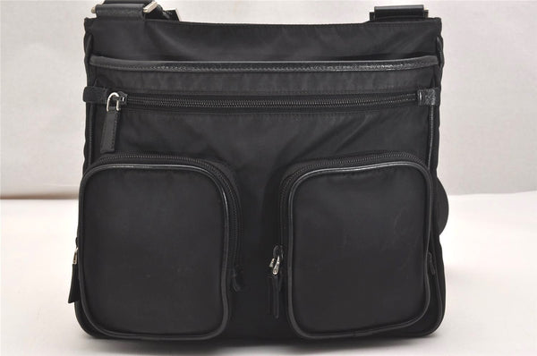 Authentic PRADA Nylon Tessuto Leather Shoulder Cross Body Bag Purse Black 2602J