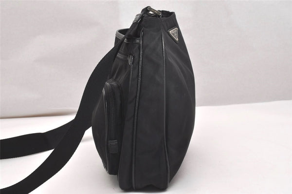 Authentic PRADA Nylon Tessuto Leather Shoulder Cross Body Bag Purse Black 2602J
