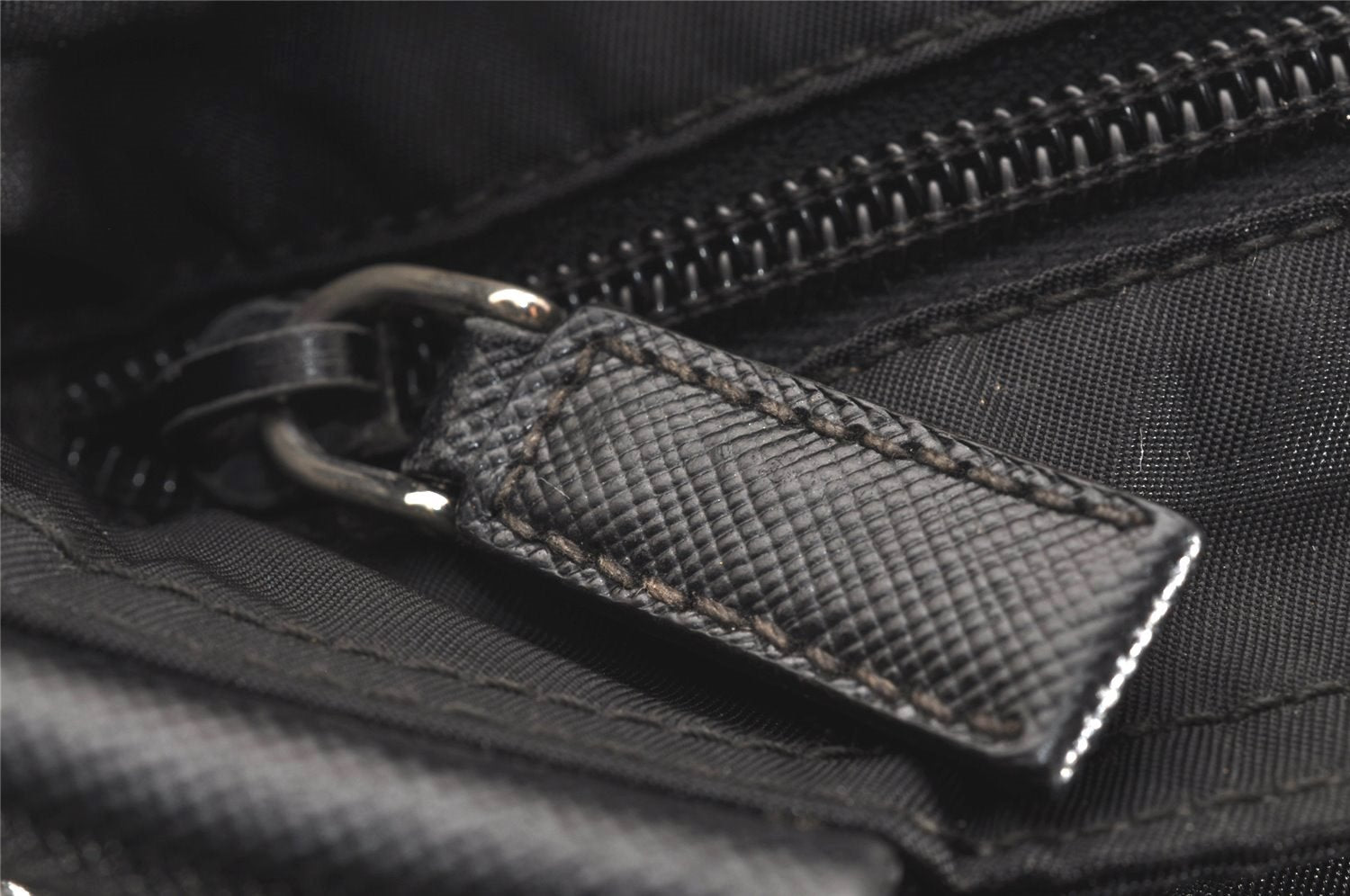Authentic PRADA Nylon Tessuto Leather Shoulder Cross Body Bag Purse Black 2602J
