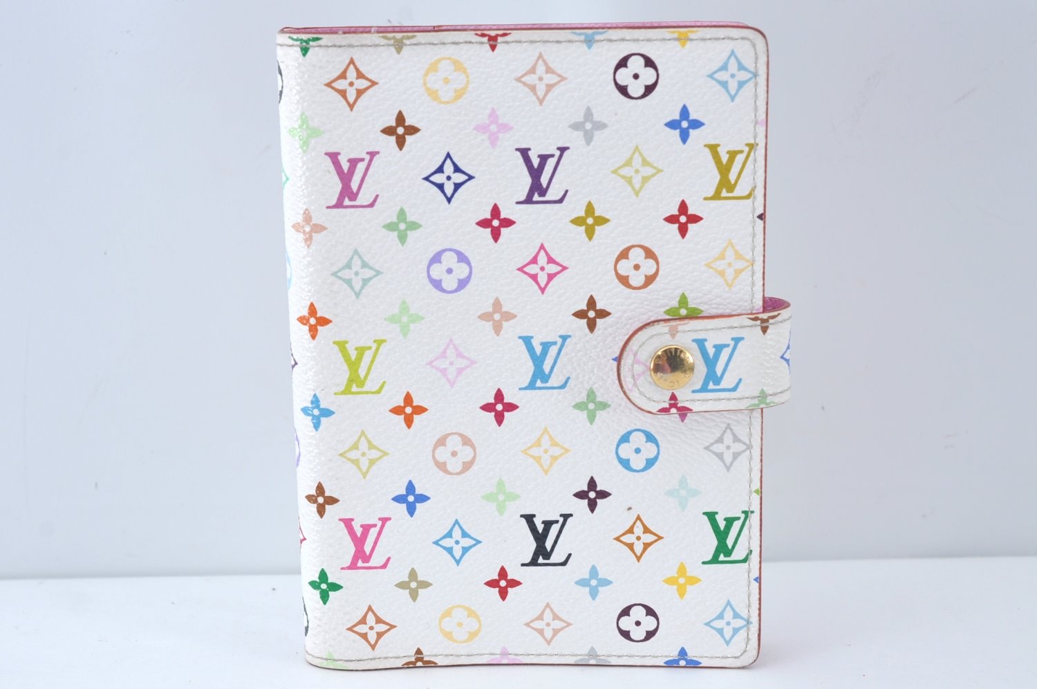 Louis Vuitton Monogram Multicolor Agenda PM Notebook Cover White Pink 2602K