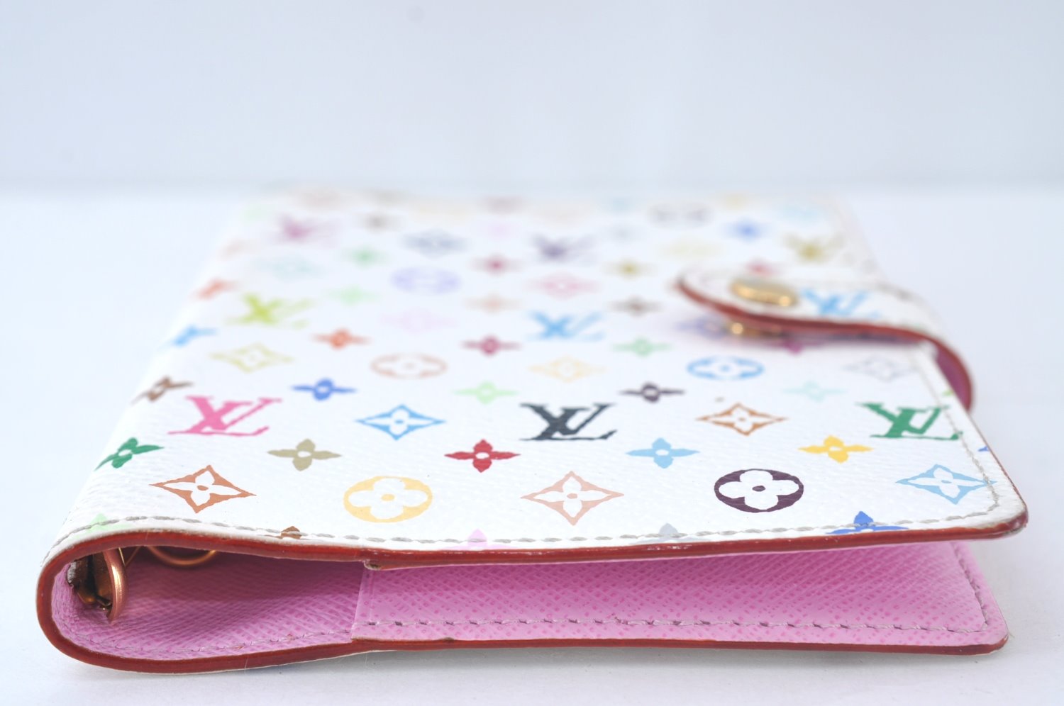 Louis Vuitton Monogram Multicolor Agenda PM Notebook Cover White Pink 2602K