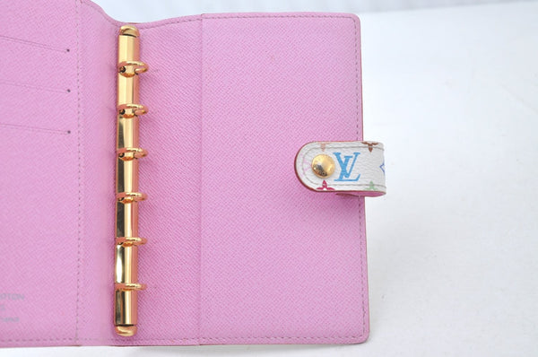 Louis Vuitton Monogram Multicolor Agenda PM Notebook Cover White Pink 2602K