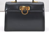 Authentic Salvatore Ferragamo Gancini Leather 2Way Shoulder Hand Bag Navy 2604K