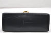 Authentic Salvatore Ferragamo Gancini Leather 2Way Shoulder Hand Bag Navy 2604K