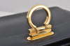 Authentic Salvatore Ferragamo Gancini Leather 2Way Shoulder Hand Bag Navy 2604K