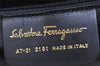 Authentic Salvatore Ferragamo Gancini Leather 2Way Shoulder Hand Bag Navy 2604K