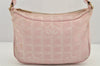 Authentic CHANEL New Travel Line Shoulder Hand Bag Nylon Leather Pink 2605K