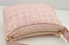 Authentic CHANEL New Travel Line Shoulder Hand Bag Nylon Leather Pink 2605K