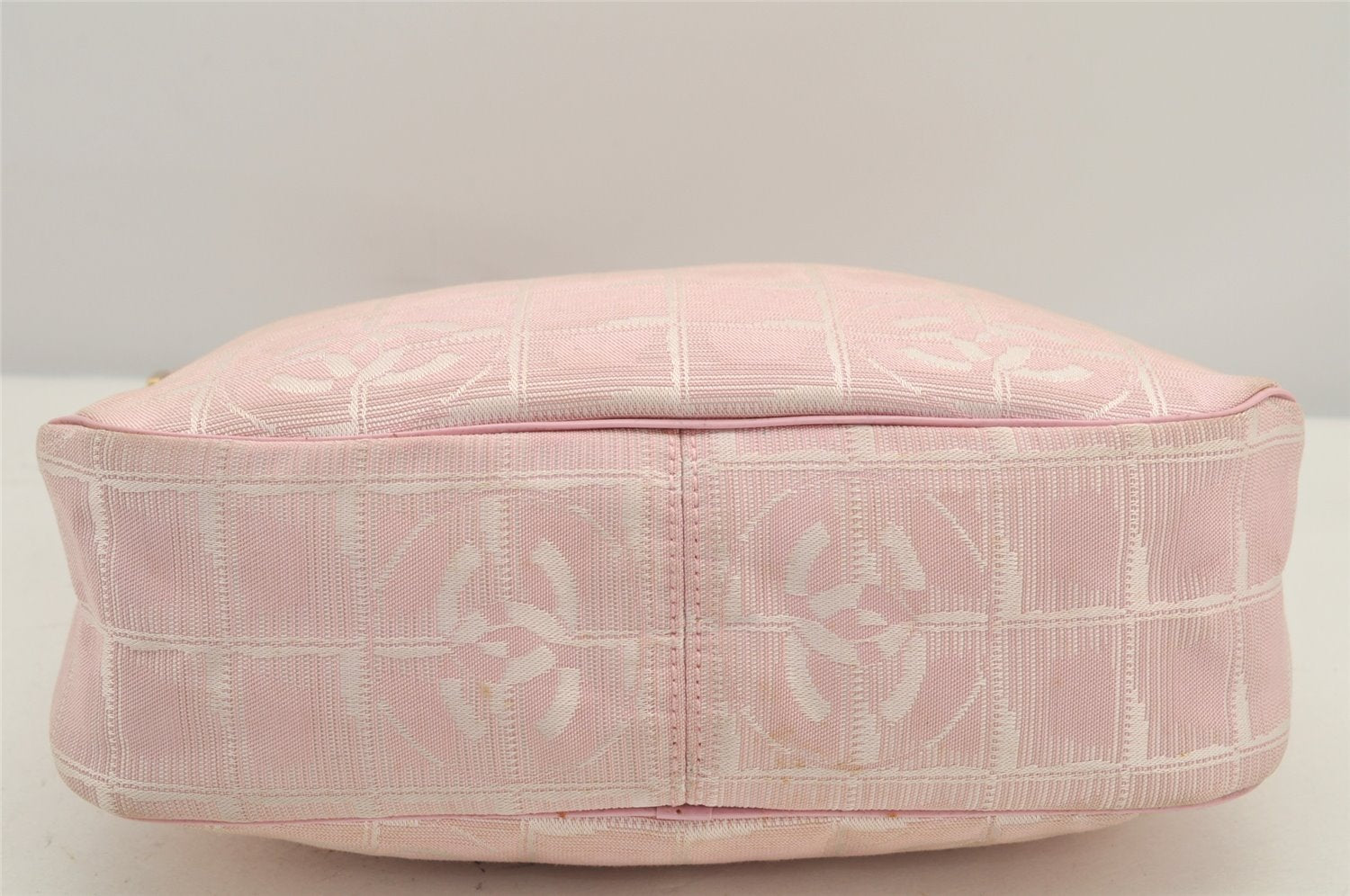 Authentic CHANEL New Travel Line Shoulder Hand Bag Nylon Leather Pink 2605K
