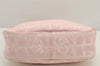 Authentic CHANEL New Travel Line Shoulder Hand Bag Nylon Leather Pink 2605K
