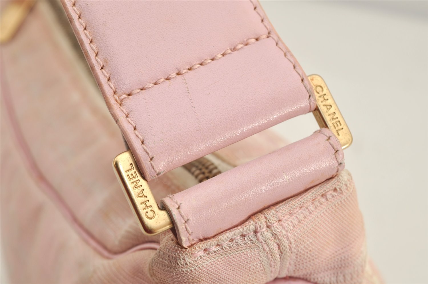 Authentic CHANEL New Travel Line Shoulder Hand Bag Nylon Leather Pink 2605K