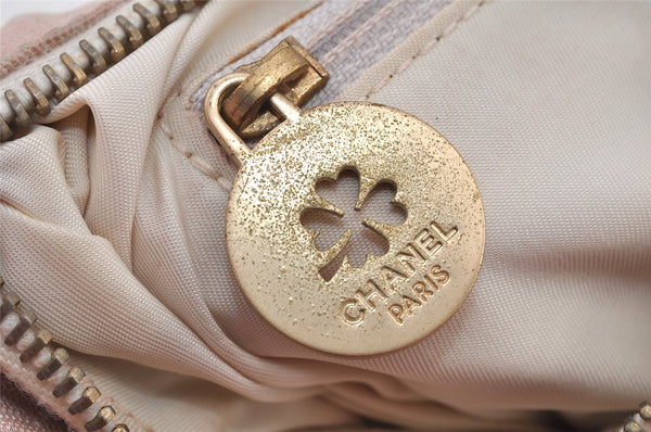 Authentic CHANEL New Travel Line Shoulder Hand Bag Nylon Leather Pink 2605K