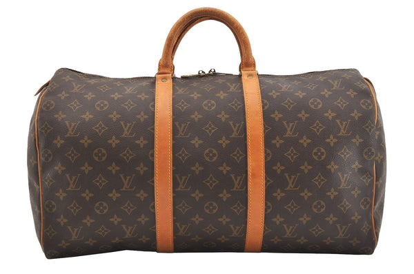 Authentic Louis Vuitton Monogram Keepall 50 Travel Boston Bag M41426 LV 2607J