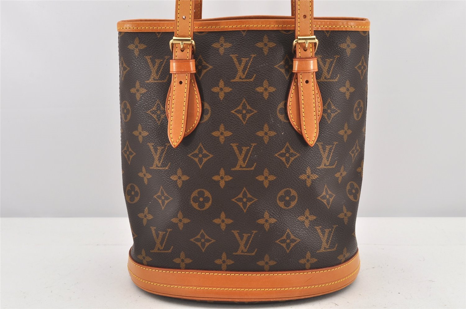 Authentic Louis Vuitton Monogram Bucket PM Shoulder Tote Bag M42238 Junk 2607K