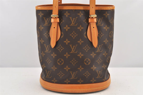 Authentic Louis Vuitton Monogram Bucket PM Shoulder Tote Bag M42238 Junk 2607K