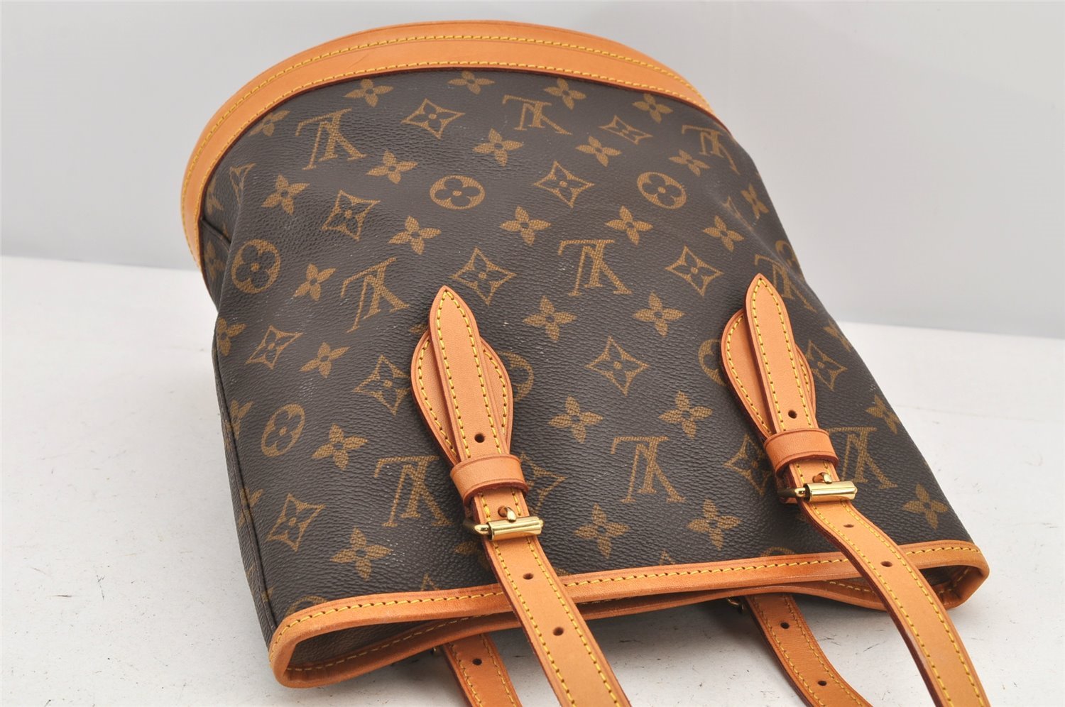 Authentic Louis Vuitton Monogram Bucket PM Shoulder Tote Bag M42238 Junk 2607K