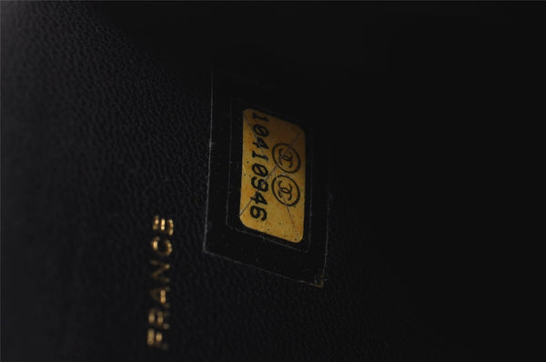 Authentic CHANEL Vintage Caviar Skin CoCo Mark Bifold Wallet Purse Black 2608I
