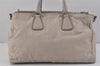 Authentic PRADA Vintage Leather 2Way Shoulder Hand Bag Light Gray 2608K
