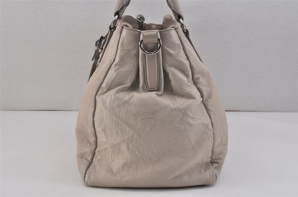 Authentic PRADA Vintage Leather 2Way Shoulder Hand Bag Light Gray 2608K